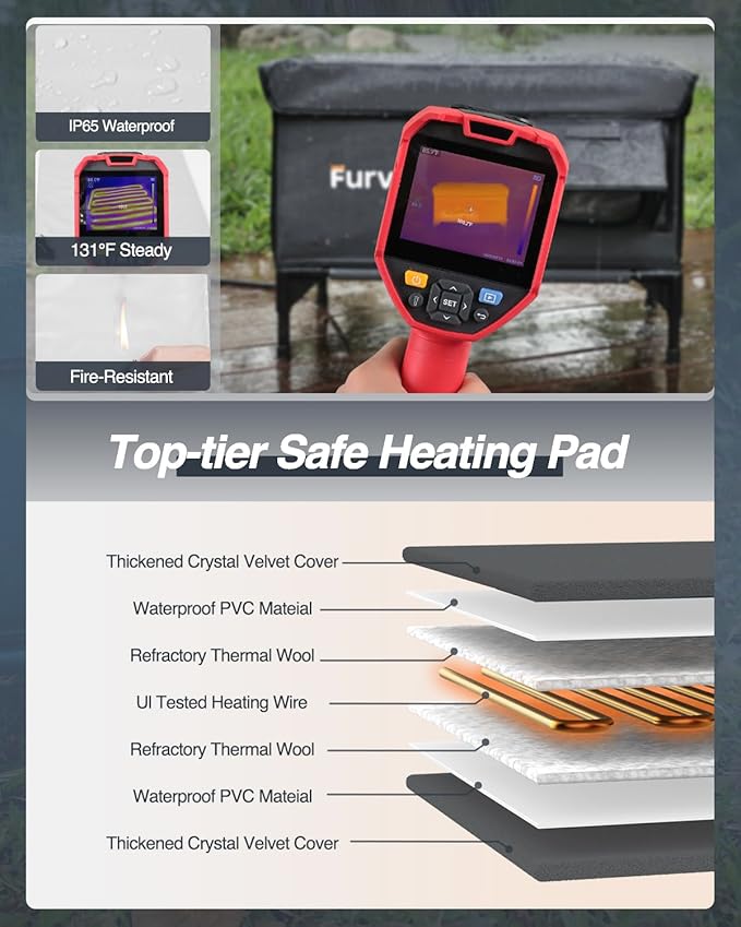 Outdoor Heated Cat House in Winter,Extremely Insulated & Weatherproof,Elevated Feral Cat Shelter with Waterproof Eaves & Escape Door for Outside Stray Barn Cat (Dark Grey,L)