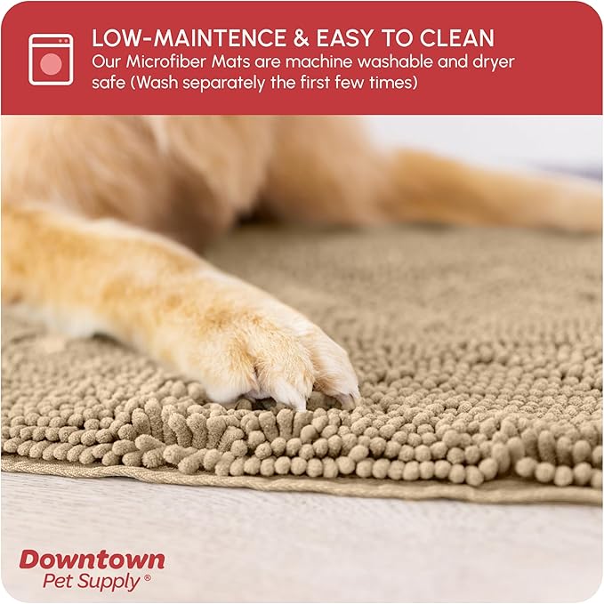 My Doggy Place Microfiber Dog Mat for Muddy Paws, 36" x 26" Oatmeal - Absorbent and Quick-Drying Dog Paw Cleaning Mat, Washer and Dryer Safe - Non-Slip Rubber Backed Dog Floor Mat, Large