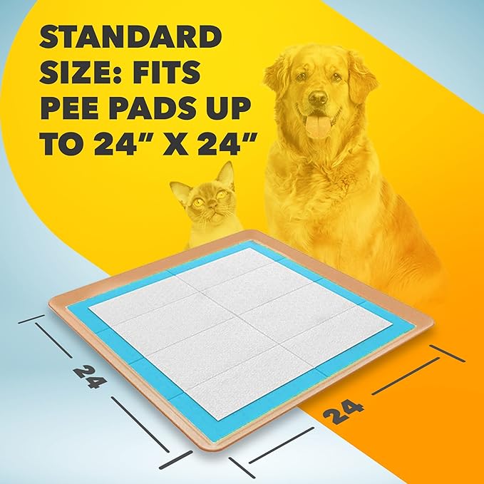TidyFriend 2 Pack Dog Pee Pad Holder Tray Fits for 24” x 24” Wee Wee Pee Pads - Stable Grip, Raised Edges, Quick-Wipe Silicone Surface Dog Potty Tray Holder for Indoor Flooring Protection (Beige)