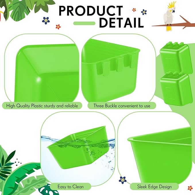 Maxdot 20 Pcs Cage Cups Chicken Feeder Waterer 16 oz Birds Feeders Hanging Bunny Cage Chicken Water Bowl for Pet Parrot Rooster Parakeet Gamefowl Poultry Pigeon Wire Hutch(Green)