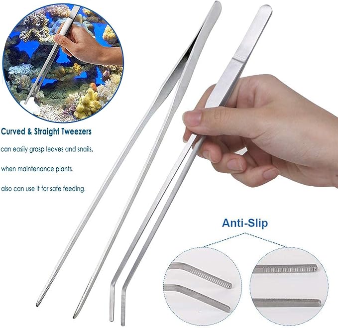 7 in 1 Aquarium Aquascaping Tools Kits,Stainless Steel Aquarium Plant Tools Tweezers Scissors Scrapers for Aquarium Tank Clean Fish Tank Aquascape Tools Sets