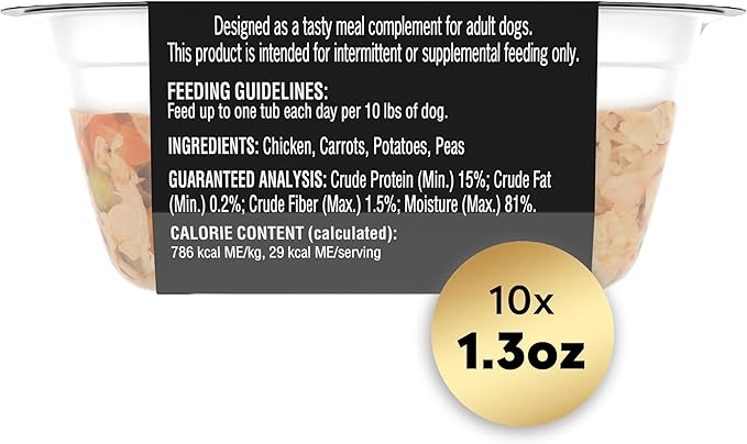Cesar Simply Crafted Adult Wet Dog Food Meal Topper, Chicken, Carrots, Potatoes & Peas, 1.3oz. (10 Count, Pack of 1)