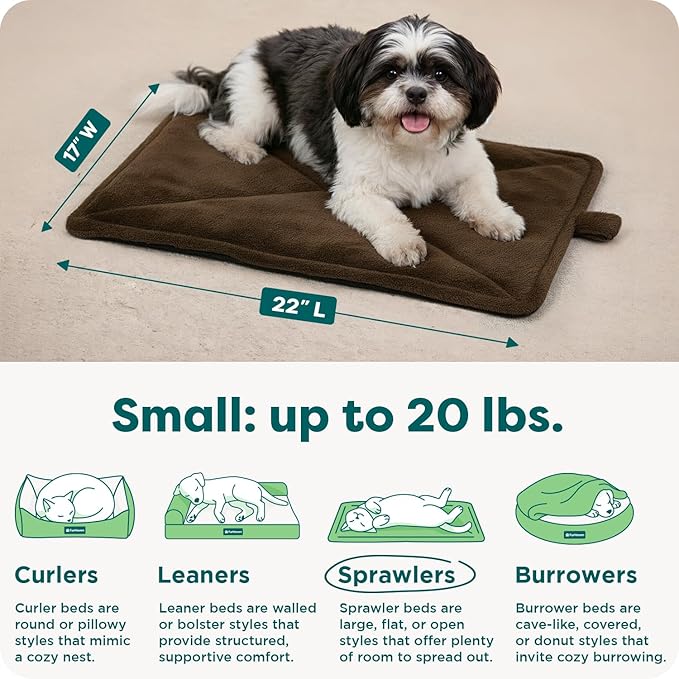 Furhaven ThermaNAP Self-Warming Cat Bed for Indoor Cats & Small Dogs, Washable & Reflects Body Heat - Quilted Faux Fur Reflective Bed Mat - Espresso, Small