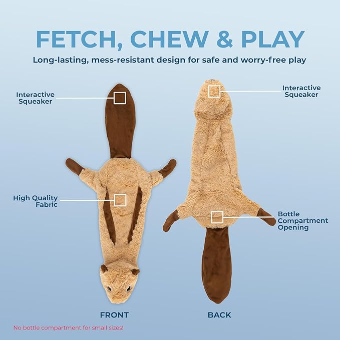 Best Pet Supplies Squeaky Dog Toys with Soft Durable Fabric for Small, Medium and Large Pets Interactive Toy for Indoor Play, Supports Active Biting and Play - Squirrel, Small