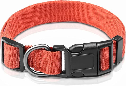Orange Dog Collar for Medium Size Dog, Breathable, Anti-Odor & Soft, Comfortable for Sensitive Skin Puppies, 90% Bamboo Rayon, Adjustable Quick-Release Buckle Pet Collar for Medium Breeds