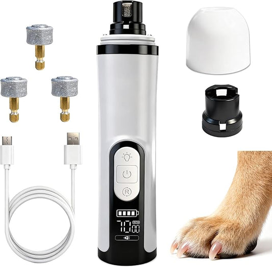 Silent Groom Pro, Dog Nail Grinder with LED Light, 3-Speed 7000-9000 RPM, 4 Diamond Bits & Adjustable Guard, Quick Blood Vessel Viewer, Safe Grinding for Dogs, Cats