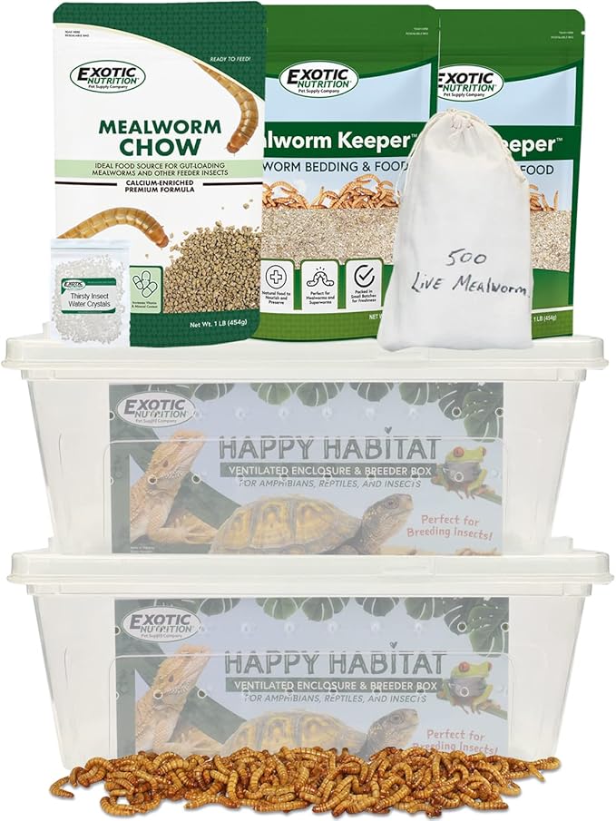 Mealworm Breeder Kit (Expanded) - Breed Live Feeder Worms for Hedgehogs, Sugar Gliders, Reptiles, Wild Birds, Chickens, Lizards, Bearded Dragon, Skunks, Opossum, Fish, Turtles, Tortoises, Geckos