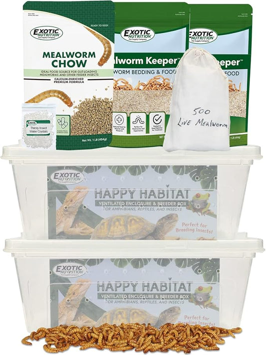 Mealworm Breeder Kit (Expanded) - Breed Live Feeder Worms for Hedgehogs, Sugar Gliders, Reptiles, Wild Birds, Chickens, Lizards, Bearded Dragon, Skunks, Opossum, Fish, Turtles, Tortoises, Geckos