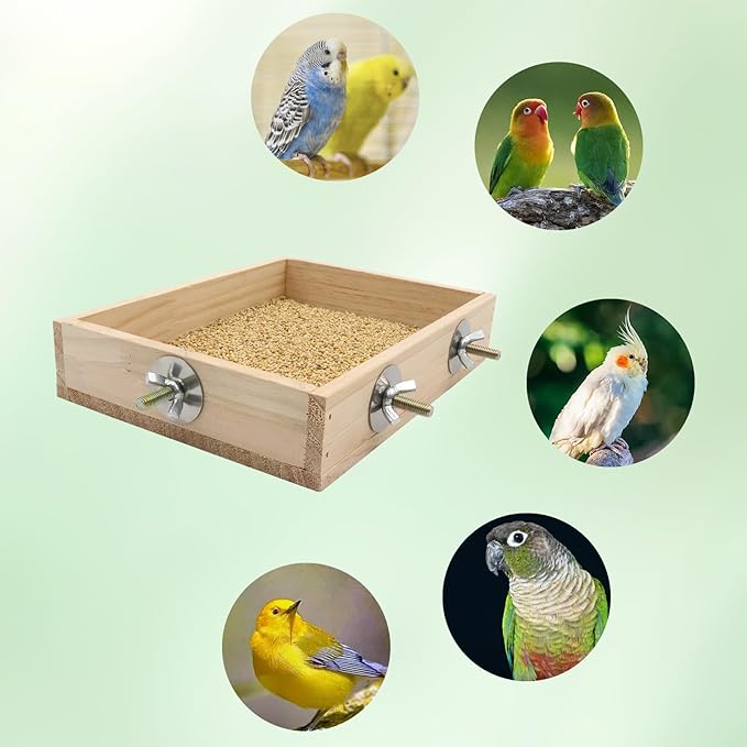 Bird Cage Accessories, Wooden Food Dish for Small to Medium Birds, Bird Feeder for Cage, Bird Food Bowl for Budgie, Cockatiel, Lovebird, Conure, Parakeet, Canary, Kakariki