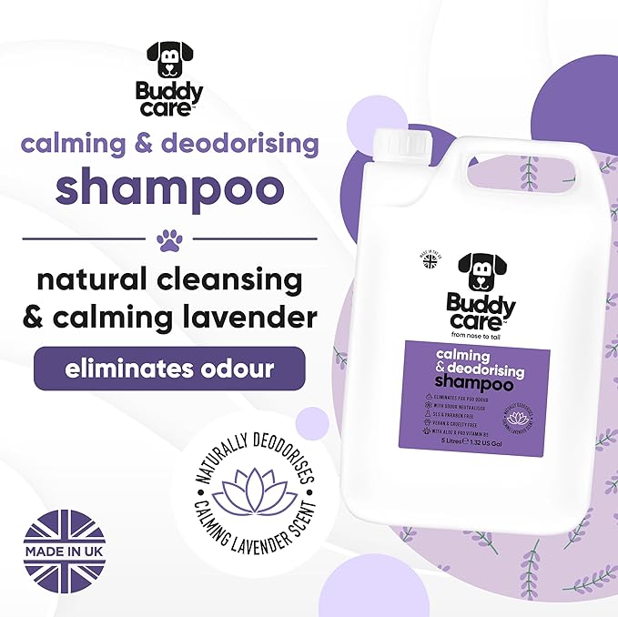 Calming & Deodorising Dog Shampoo by Buddycare | Lavender Scented | with Aloe Vera and Pro Vitamin B5 (169.07oz)