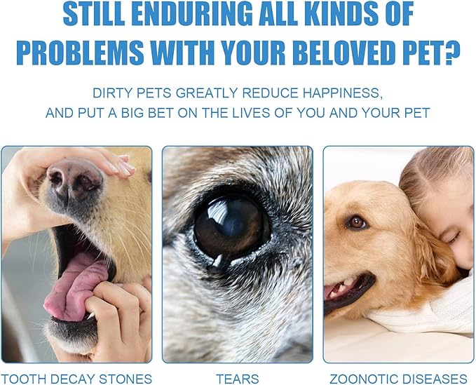 Pet Dental Finger Wipes, Oral Cleansing Teeth Care Finger Cots Wipes Pads for Dogs and Cats, Optimize Oral Health, Reduces Plaque, Freshen Breath - 50 Wipes