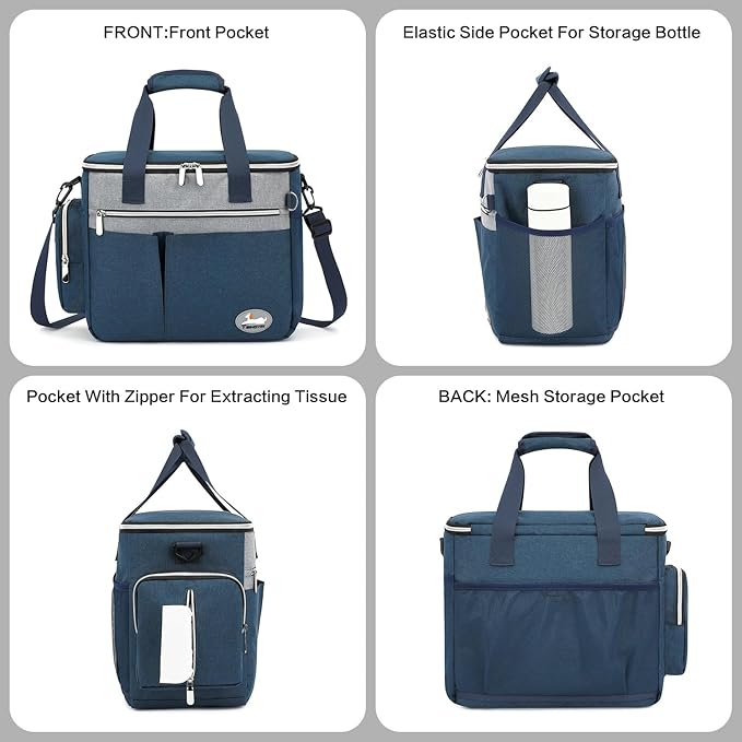 Dog Travel Bag for Pet Kit for Supplies with 2 Food Storage Containers 2 Collapsible Bowls 1 Feeding Mat 1 Dog Treat Pouch 7-Piece Set Perfect Road Trips Camping Weekend Doggy Gift, Navy Blue