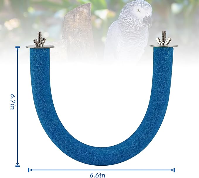 RYPET Parrot Perch Rough-surfaced - Quartz Sands Bird Cage Perches for Medium to Large Bird, U Shape Large