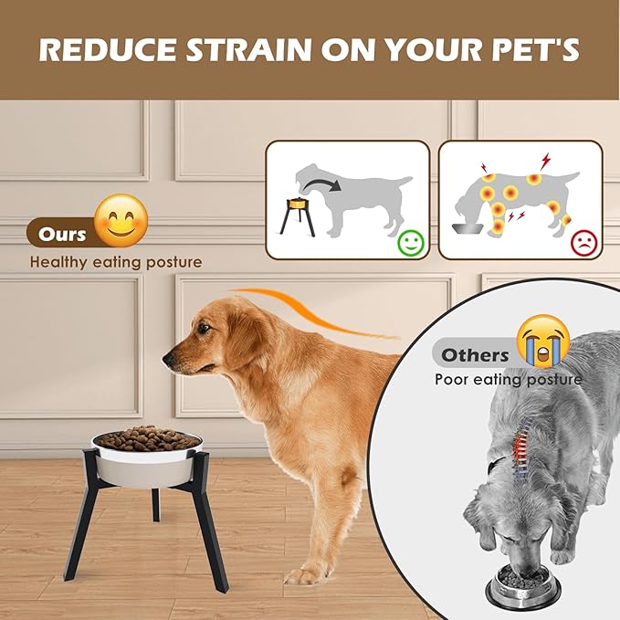 Elevated Dog Bowls for Large and Extra Large Dogs, Adjustable Width Dog Bowl Stand for 7-10.6" Wide Bowls, Food and Water Feeder, 13.7 in Tall Single Holder (Bowl Not Included)