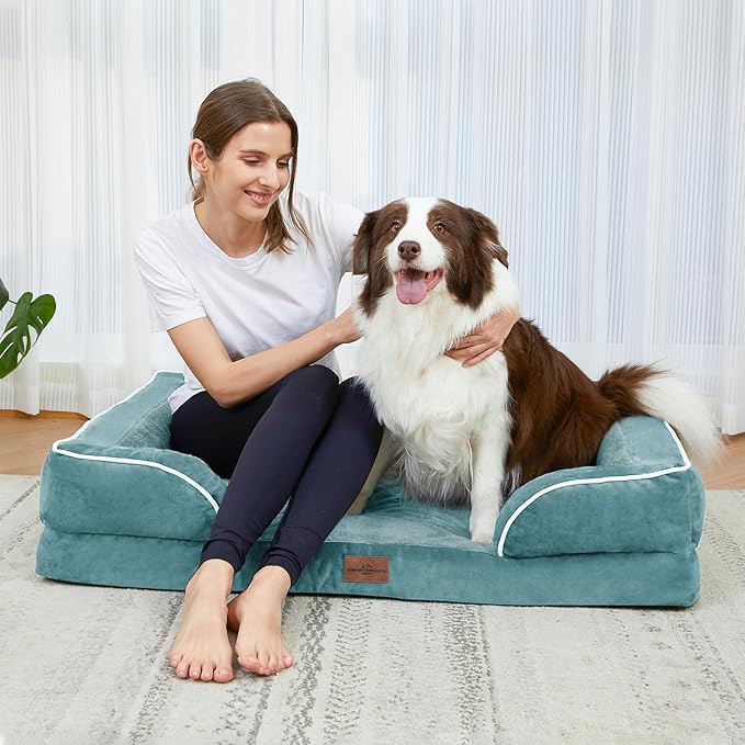 Comfort Expression Small Dog Beds Waterproof Cat Beds Orthopedic Foam Sofa Beds for Small Dogs Comfy Pet Bed with Washable Removable Cover & Non-Slip Bottom(XX-Small,Washed Blue)