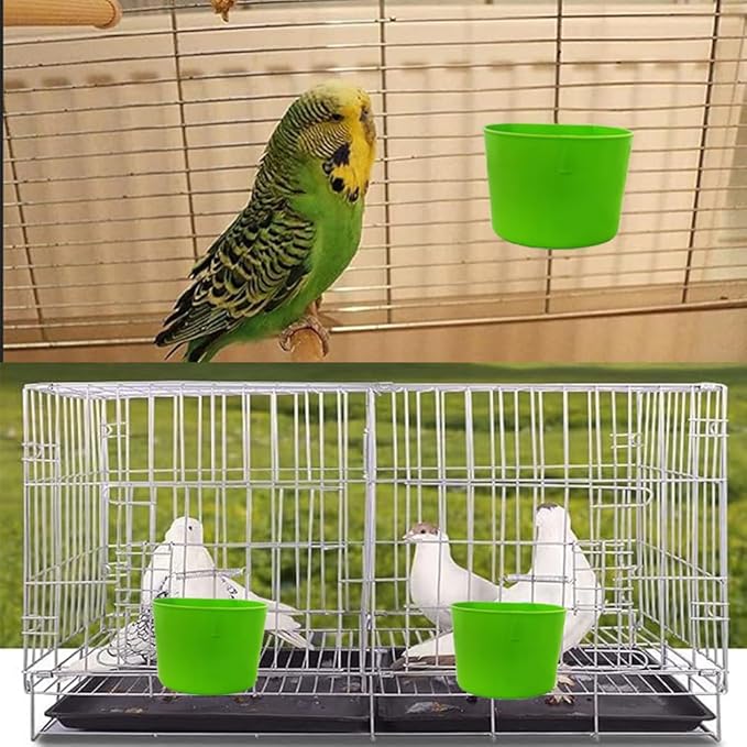 Hanging Chicken Feeder, 20pcs Chicken Water Cups, Plastic Cage Cups for Chickens Pigeon Rabbit Poultry (Green)