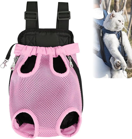 Portable Pet Carrier Backpack, Adjustable Pet Front Cat Dog Carrier Backpack Travel Bag for Small Medium Dogs Cats Puppies, Cat Backpack Carrier for Hiking Cycling (A, S)