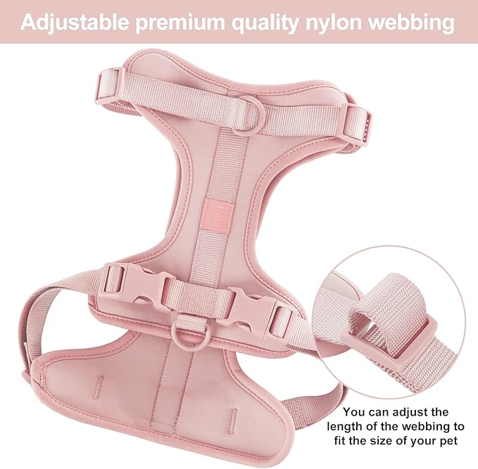 Wisedog No Pull Lightweight Dog Vest Harness with Soft and Comfortable Cushion, Breathable Mesh, for Small Medium Large Dogs Walking (M(Neck: 11.81"-18.11";Chest: 18.11"-27.95"), Gossamer Pink)