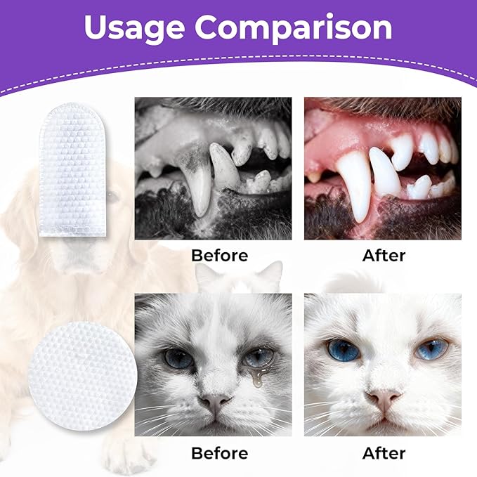 MeCids Dogs Dental Cleaning Finger Wipes 60PCS Pet Teeth Cleaning Tool Teddy Pet Small Dog Cat Cleaning Supplies