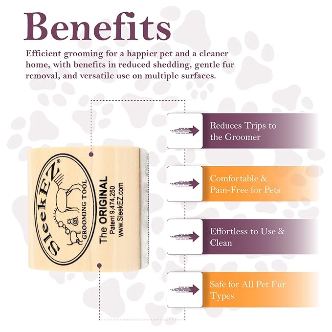 SleekEZ Cat Brush for Shedding & Cat Brushes for Indoor Cats | Pet Brush for Cats | Grooming Tool | Works for Short & Long Haired Pets | Great for All Fur Types | Made in USA | 1 pack | 2.5 inch