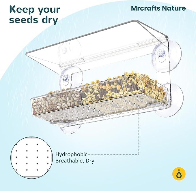 Window Bird Feeder with Strong Suction Cups, Clear Window Bird feedersfor Viewing, Cardinal Bird Feeders for Outside, Unique Gift