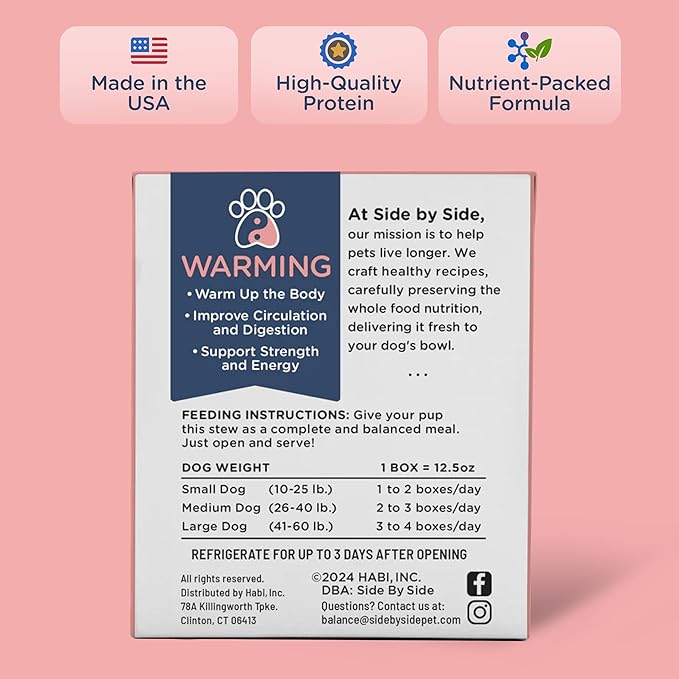 Side by Side Chicken & Lamb Stew - Warming Wet Dog Food & Dog Food Topper for All Breeds - Made with Nutrients & Whole Raw Ingredients - No Artificial Additives or Fillers - USA Made (12.5 oz, 6-Pack)