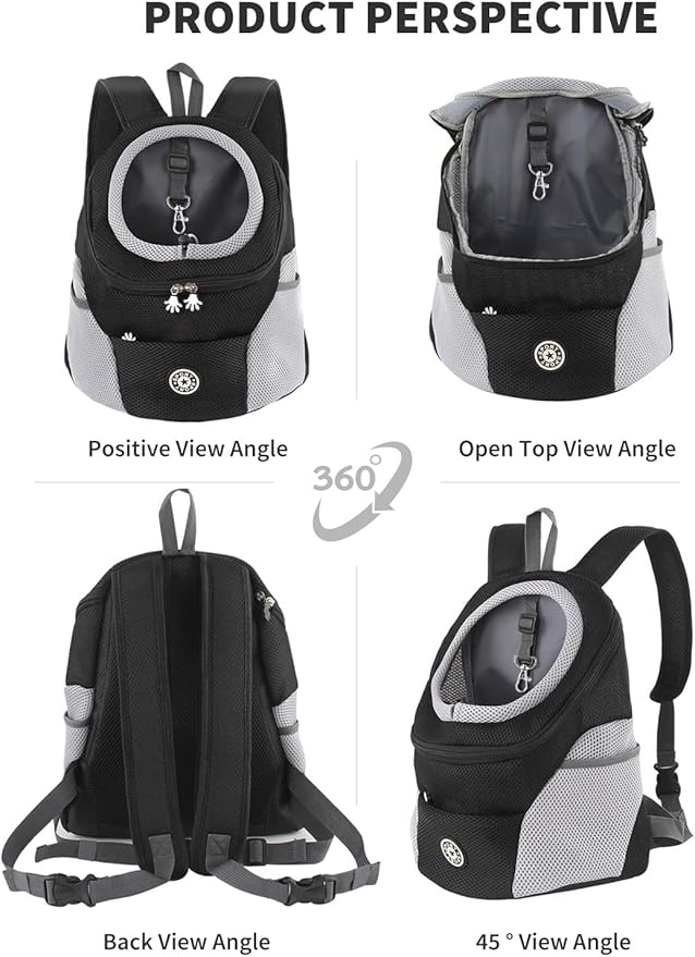 Pet Carrier Backpack,Breathable Dog Backpack Carrier with Adjustable Straps,Side Storage Pockets,Dog Head-Out Backpacks with Safety Belt,Puppy Front and Back Carriers for Small Dogs Cats