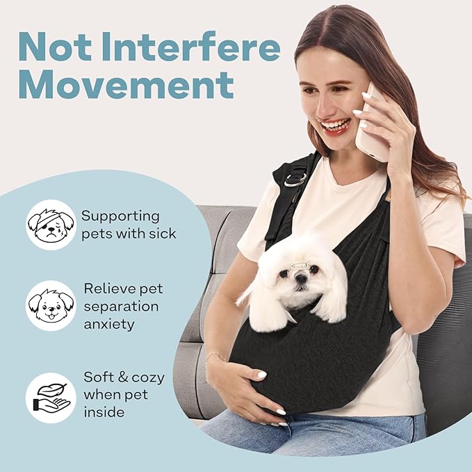 Supet Dog Carrier Sling for Small Dogs, Front Facing Cat Sling Carrier Chest, Hands Free Pet Sling Carrier, Adjustable Dog Front Carrier, Reducing Back Pain