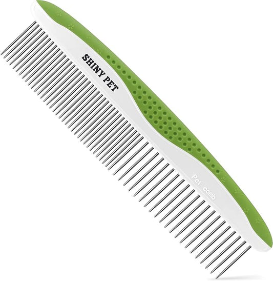 Dog & Cat Comb – Removes Tangles, Knots, and Matted Fur – Grooming Tool with Stainless Steel Teeth and Non-Slip Handle – Best Pet Hair Comb for Home Grooming Kit – Includes eBook Guide