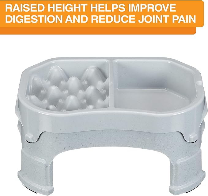 Neater Pet Brands – Neater Raised Slow Feeder Dog Bowl – Elevated and Adjustable Food Height - (Double Diner, Vanilla Bean)