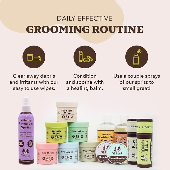 Natural Dog Company Skin Soother Bundle, (1) Dog Skin Wipes, 50 Count, (1) Travel Stick, 0.15 oz., Allergy and Itch Relief for Dogs, Dog Moisturizer for Dry Skin, Dog Lotion