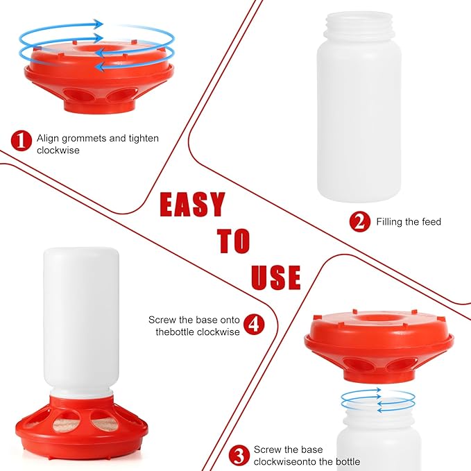 7PCS Chick Feeder and Waterer Kit with Wooden Perch,Baby Poultry Starter Set with Chick Perch for Small Poultry Chicks Ducks Quail Pigeons Birds(Red Chick Feeder Waterer Kit)