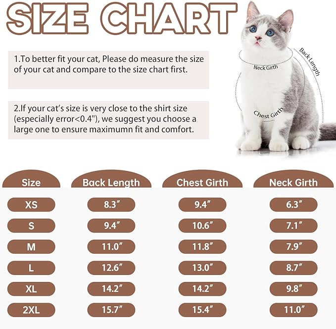 QBLEEV Cat Pajamas for Cats Only, Sticky Hair Cat Clothes, Prevent Lost Fur Kitten Onesie Shirts Costumes Outfits for Daily Wear Parties Photography, Cat Recovery Suit for Cats or Small Dogs