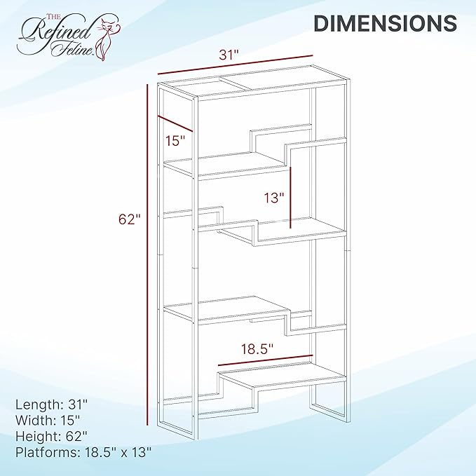 THE REFINED FELINE Metropolitan Cat Condo, Modern Furniture for Multiple Cats, Stepped Platforms for Cats and Kittens