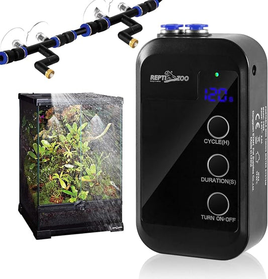 REPTI ZOO Reptile Humidifier, Mini Automatic Misting System for Reptile Terrariums, Rainforest Spray System with Adjustable Spray Nozzles
