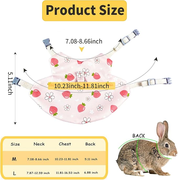 2-Pack Small Pet Harness & Leash Set – Soft, Adjustable Vest for Rabbits, Kittens, Squirrels & More (Pink, M)