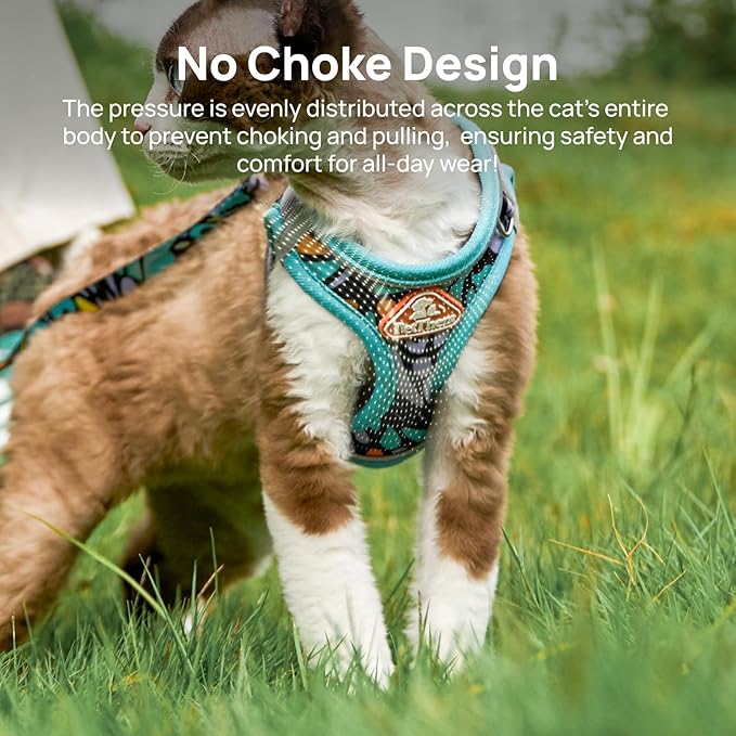 Cat Harness and Leash Set, Step-in Escape Proof Adjustable Vest Harness for Small Medium Large Cats, Lightweight Soft Breathable Reflective Kitten Harness for Walking Travel, Camping(Butterfly, M)