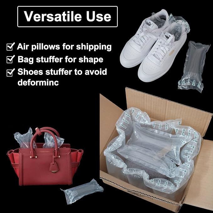 Air Pillows for Shipping with pump 200 Count Inflatable Packaging Air Bags, Alternative to Packing Peanuts, Packing Box filler Purse Stuffers for Shape 3.54" x 7.87"