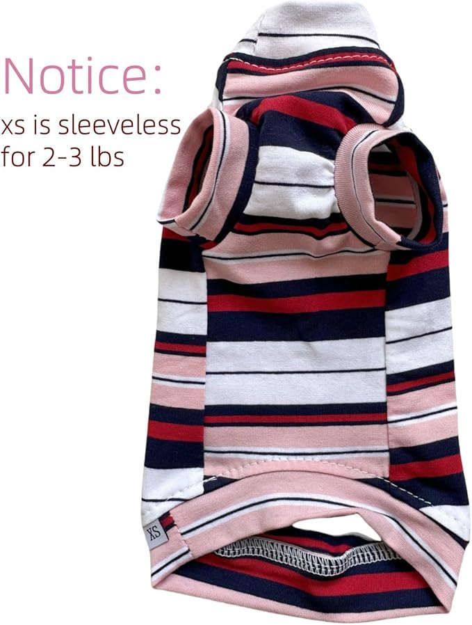 Vintage Stripes Sphynx Hairless Cats Shirt Cotton Cat Turtleneck Pet Clothes Kitten T-Shirts with Sleeves for Sphynx Cornish Rex, Devon Rex, Peterbald (Gentlemen, X-Small)