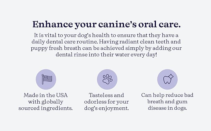 ROSEY'S PUPPY FRESH BREATH - Dog Water Additive for Dental Care - Maintains Fresh Breath & Clean Teeth for Dogs - Dog Breath Freshener for Promoting Healthy Gums & Fights Plaque Buildup - 8 Oz