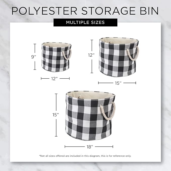 Bone Dry Pet Storage Collection Collapsible Bin, Black, Small Round
