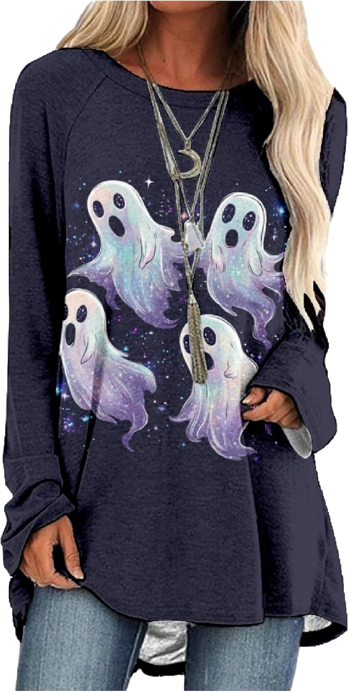 MARSVOVO Women Novelty Graphic Plus Size Sweater Crewneck Long Sleeve Cute Printed Loose Fit Casual Fall Sweaters Top