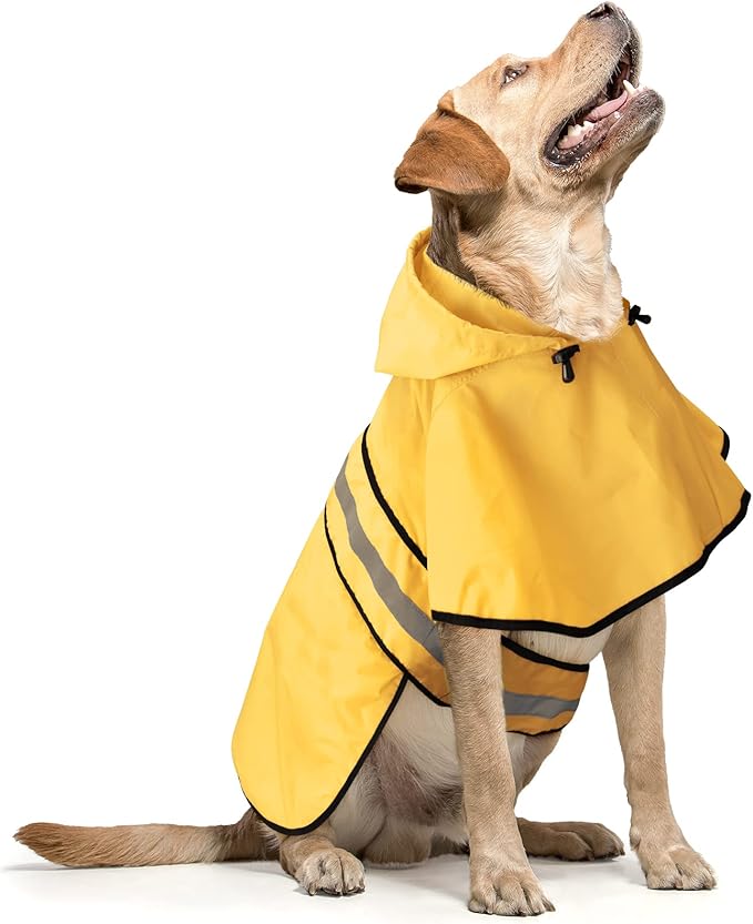 Waterproof Dog Raincoats - Hooded Raincoats for Dogs, Adjustable Reflective Dog Rain Coat, Windproof Dog Rain Jacket Pet Rain Slicker Poncho for Small, Medium, Large Dogs (Small, Yellow)