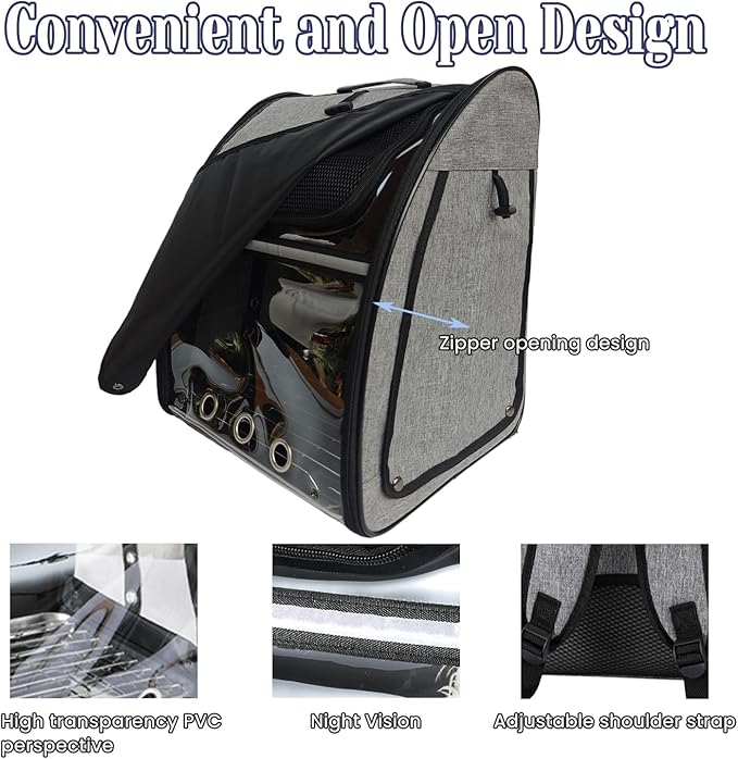 Portable Bird Carrier Backpack - Ideal Bird Travel Carrier for Parrot, Finch, Sparrow - Bird Backpack with Portable Cage