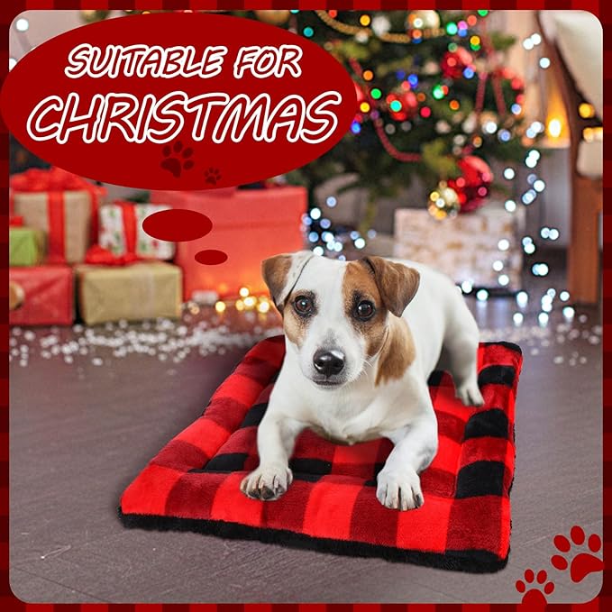 VitalCozy 2 Pack Self Warming Cat Mat Self Heating Pad Bed Reversible Machine Washable Reflects Body Heat Warm Thermal Pet Pad Crate Blanket for Feral and Indoor Cat (Black, Red,22'' X 18'',Plaid)