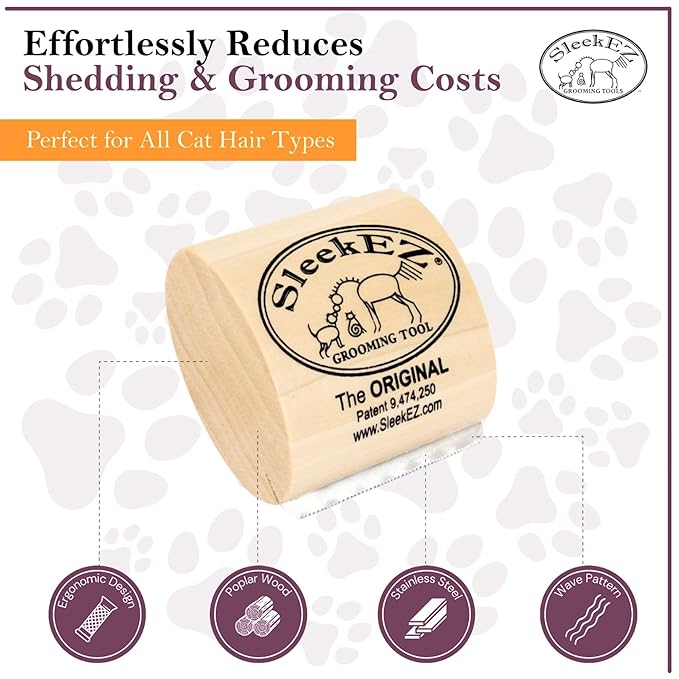 SleekEZ Cat Brush for Shedding & Cat Brushes for Indoor Cats | Pet Brush for Cats | Grooming Tool | Works for Short & Long Haired Pets | Great for All Fur Types | Made in USA | 1 pack | 2.5 inch