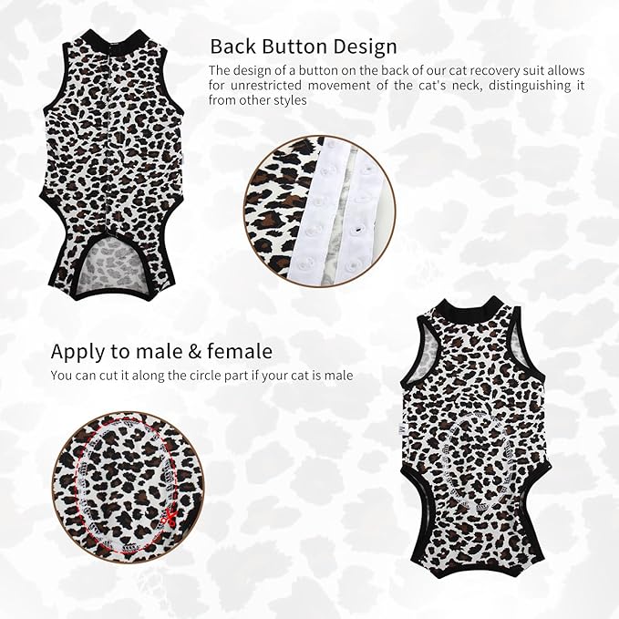 2 Packs Cat Surgery Recovery Suit Surgical Clothes Abdominal Wounds Anti-Licking Cat Bodysuit Onesie Substitute E-Collar& Cone