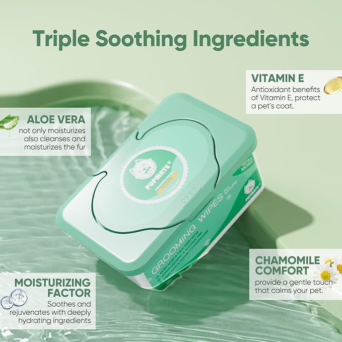 Pet Wipes for Dogs & Cats, Extra Moist & Thick Grooming Puppy Wipes with 100 Fresh Counts, Aloe Vera/Nature