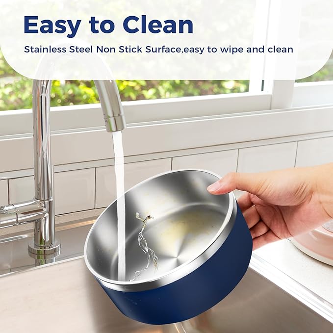 LIHONG Stainless Steel Dog Bowls for Small Medium Sized Dogs Non Slip,Insulated Dog Bowl,Pet Bowl for Food and Water,Rustproof(40oz,Blue)