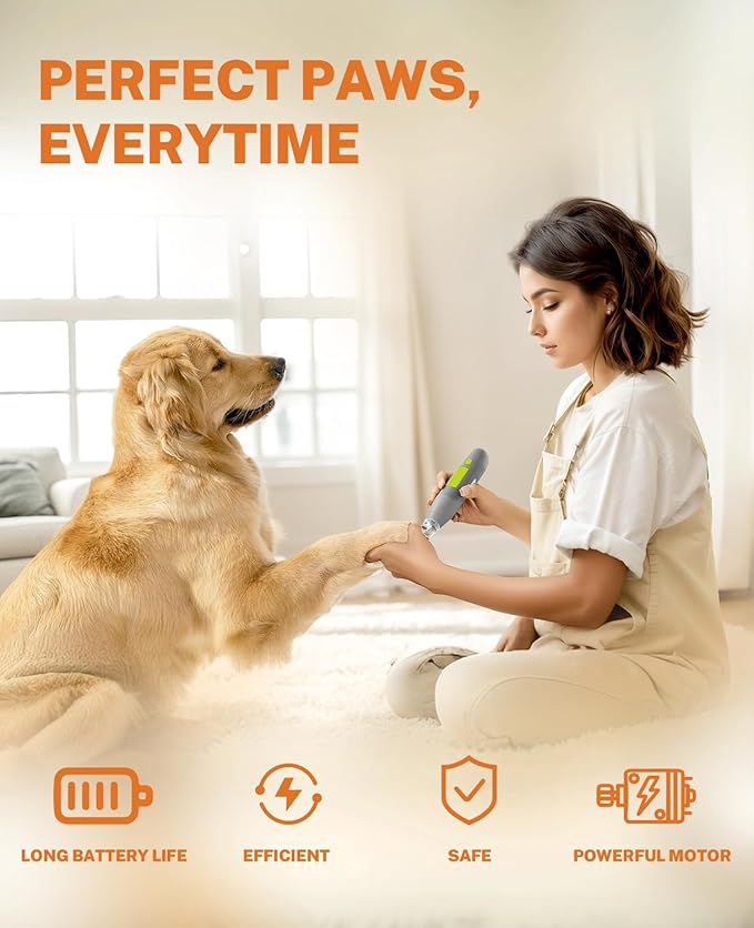 Toozey Dog Nail Grinder - Electric Pet Toenail Trimmer with 12, Gray High-Grade Durable Professional Tool, 1 Count